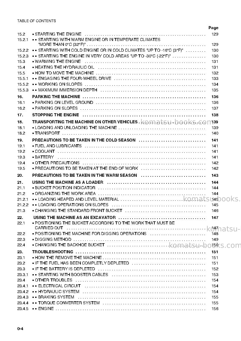 Komatsu wb150aws-2ita Operation manual cover Page 6 Komatsu wb150aws-2ita Operation manual cover Page 6