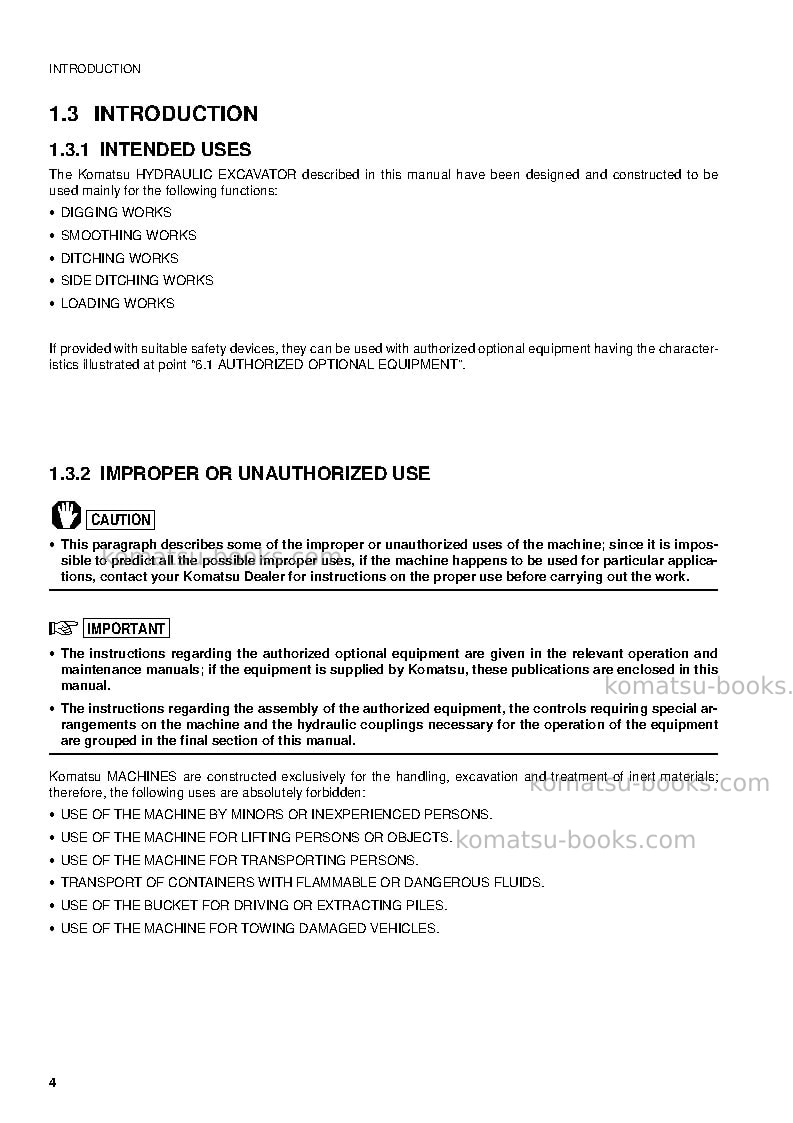 Komatsu pc75r-2ita Operation manual cover Page 6 Komatsu pc75r-2ita Operation manual cover Page 6