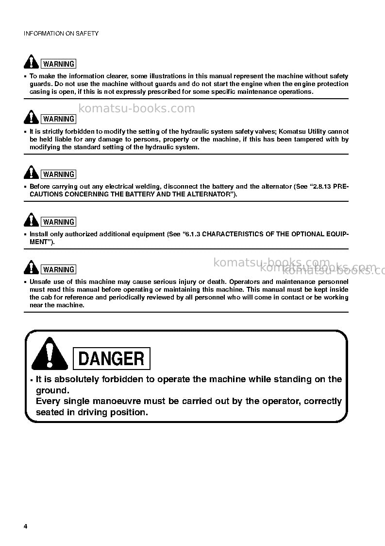 Komatsu sk1020-5ita Operation manual cover Page 6 Komatsu sk1020-5ita Operation manual cover Page 6