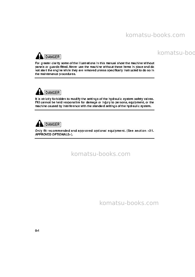 Komatsu pc95-1ita Operation manual cover Page 6 Komatsu pc95-1ita Operation manual cover Page 6