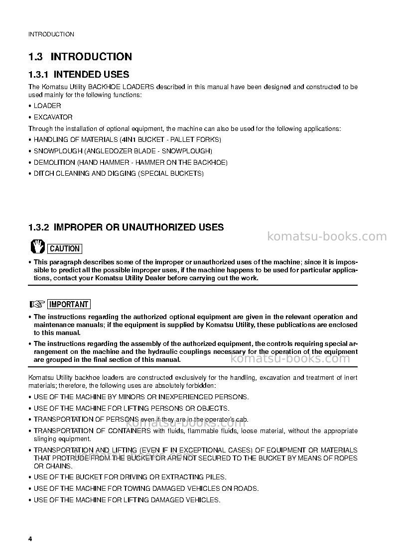 Komatsu wb97r-2ita Operation manual cover Page 6