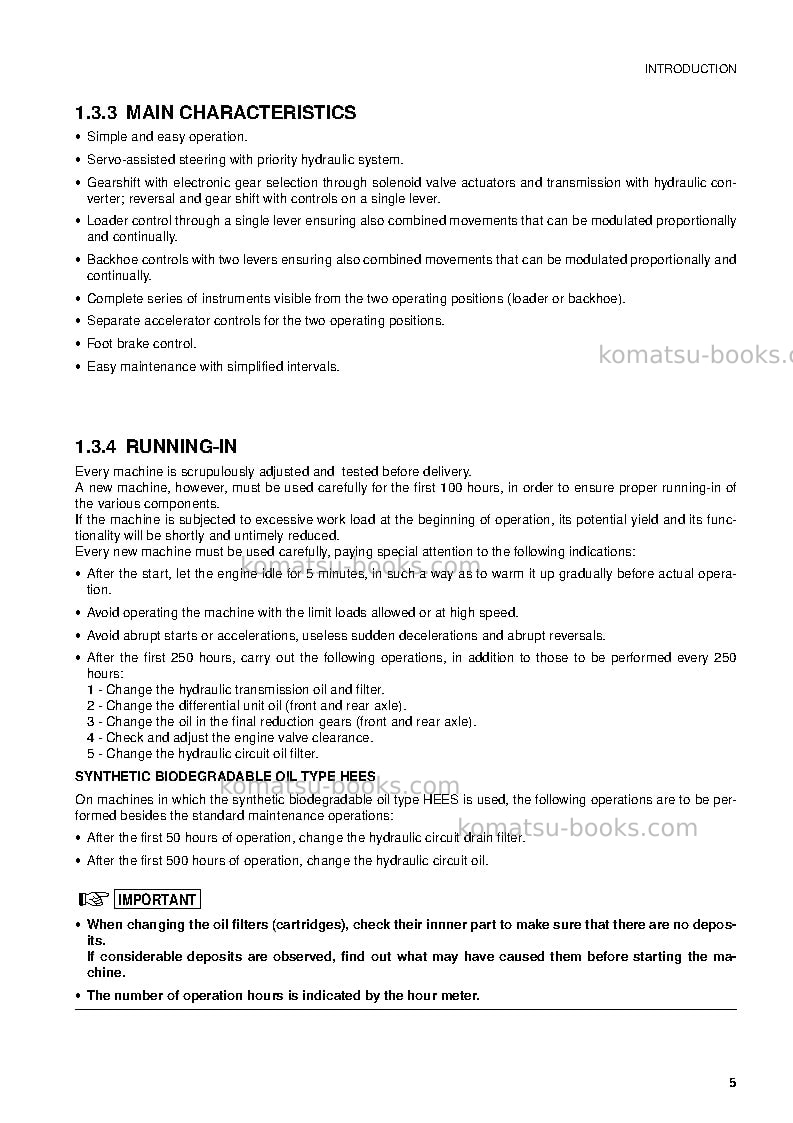 Komatsu wb97r-2ita Operation manual cover Page 6 Komatsu wb97r-2ita Operation manual cover Page 6