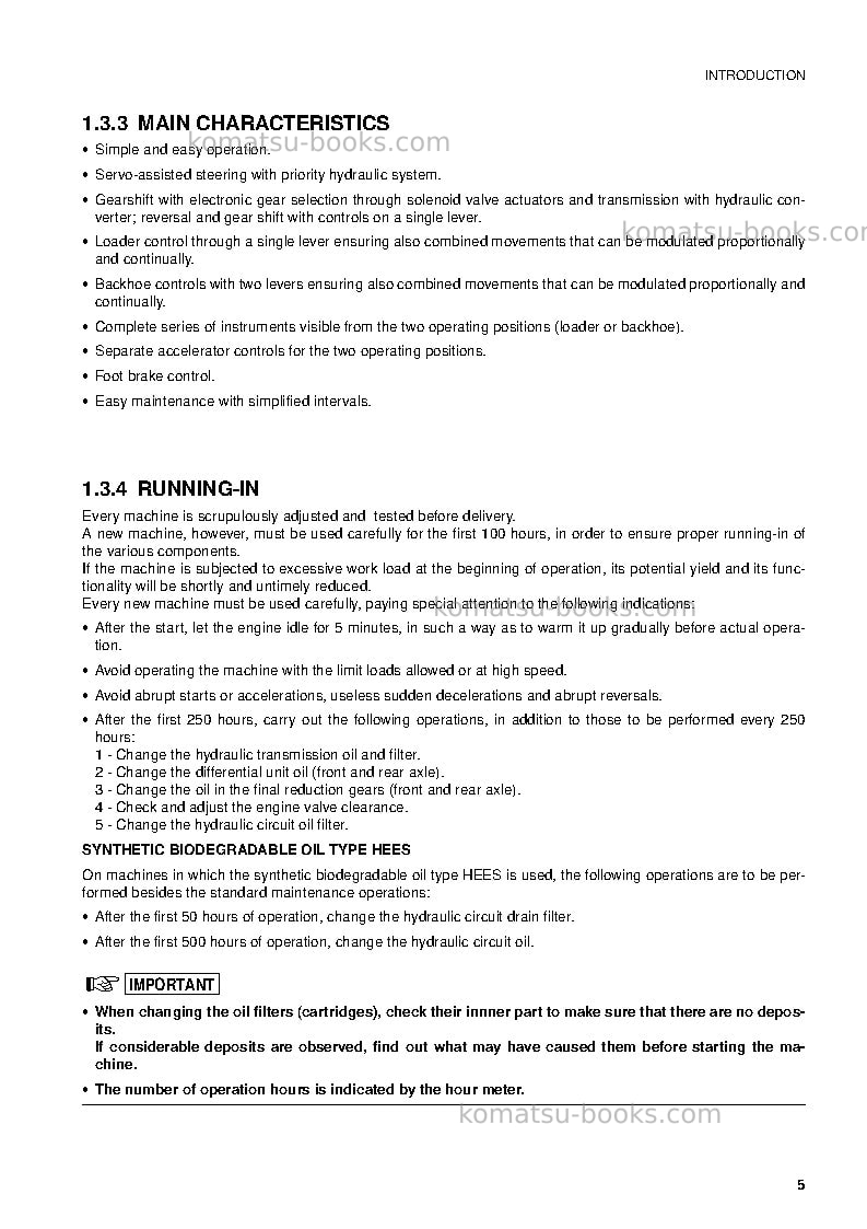 Komatsu wb97r-2ita Operation manual cover Page 6 Komatsu wb97r-2ita Operation manual cover Page 6