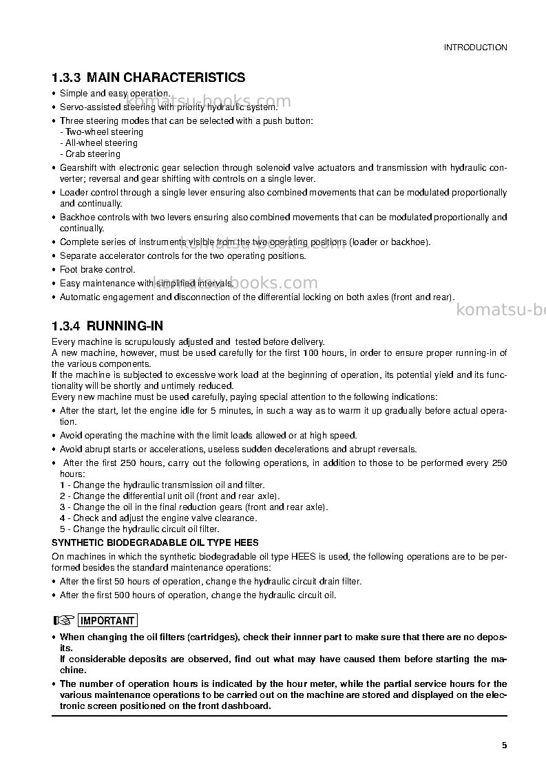 Komatsu wb97s-2ita Operation manual cover Page 6