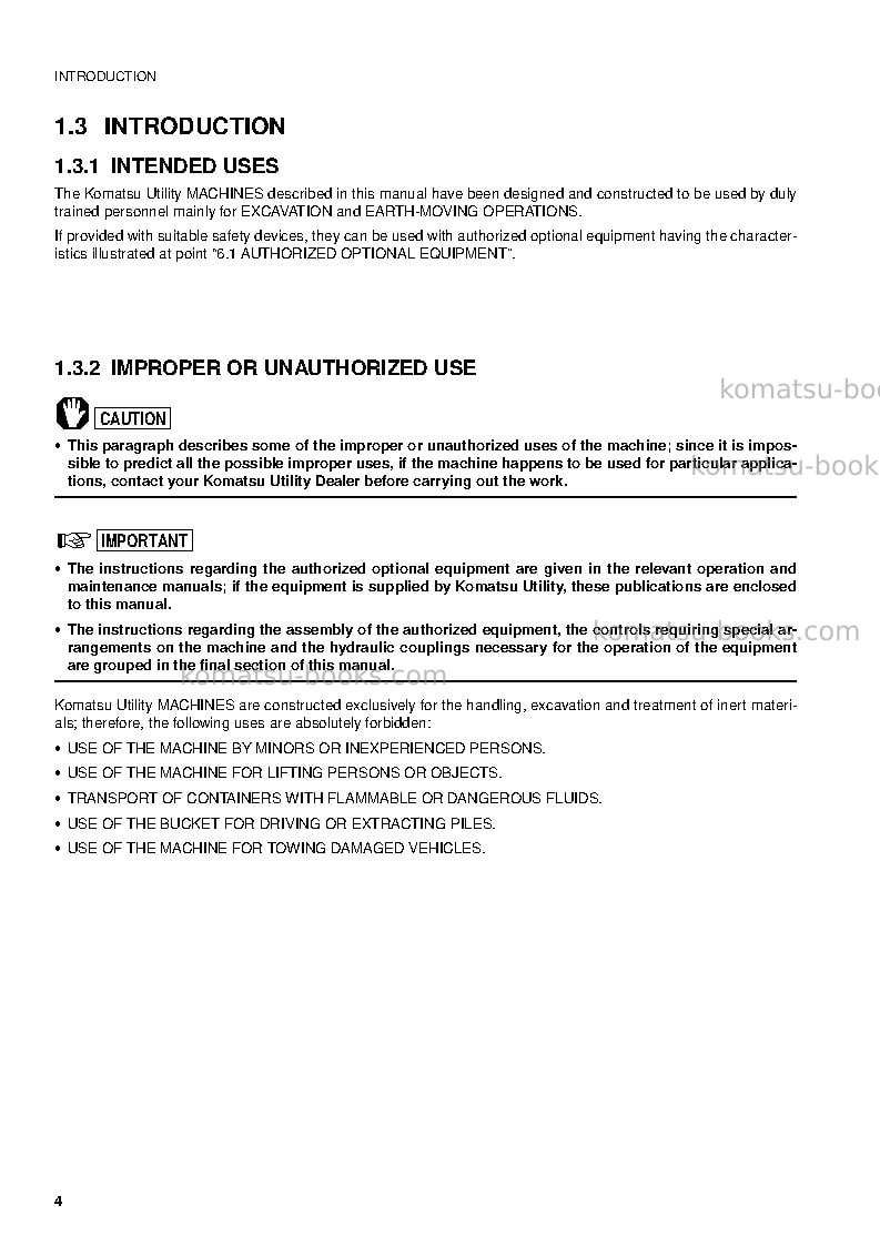 Komatsu pc75r-2ita Operation manual cover Page 6 Komatsu pc75r-2ita Operation manual cover Page 6