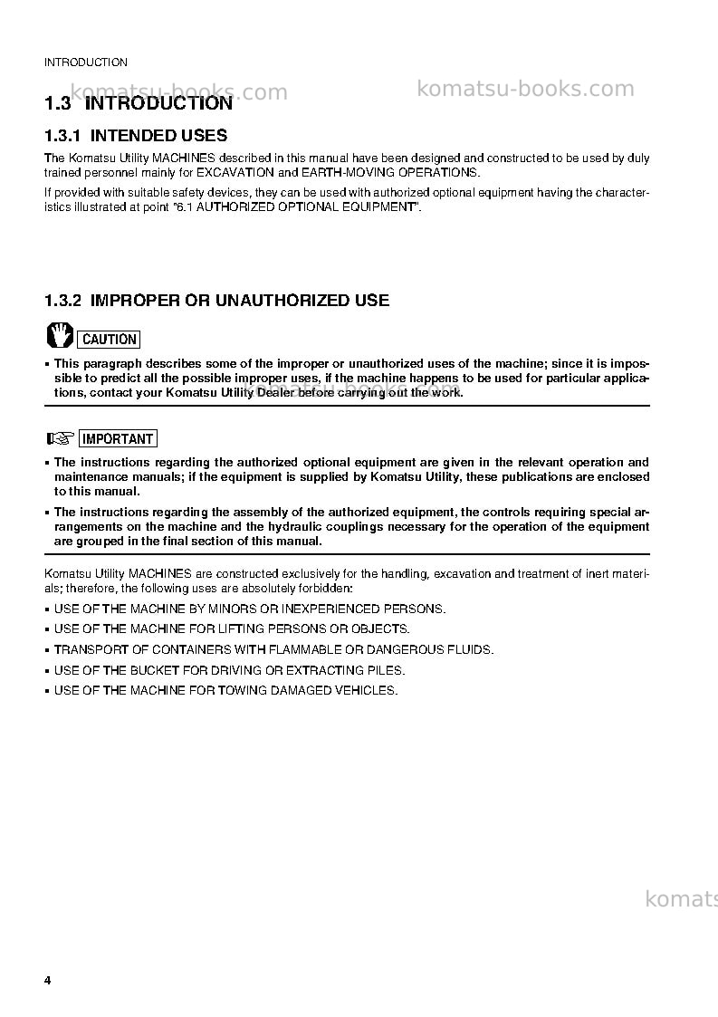 Komatsu pc95r-2ita Operation manual cover Page 6
