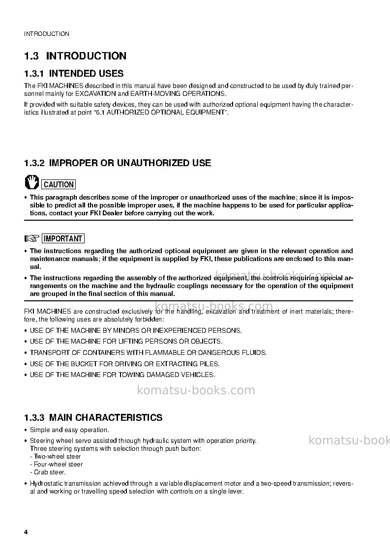 Komatsu pw95r-2ita Operation manual cover Page 6 Komatsu pw95r-2ita Operation manual cover Page 6