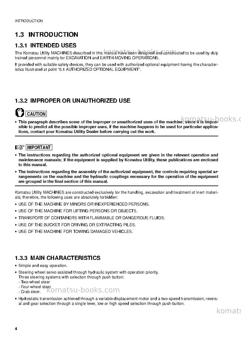 Komatsu pw95r-2ita Operation manual cover Page 6 Komatsu pw95r-2ita Operation manual cover Page 6