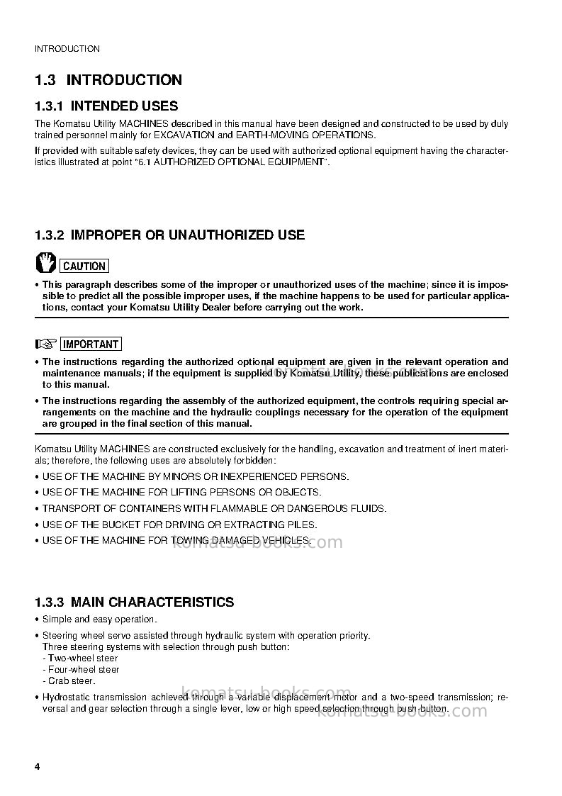 Komatsu pw95r-2ita Operation manual cover Page 6