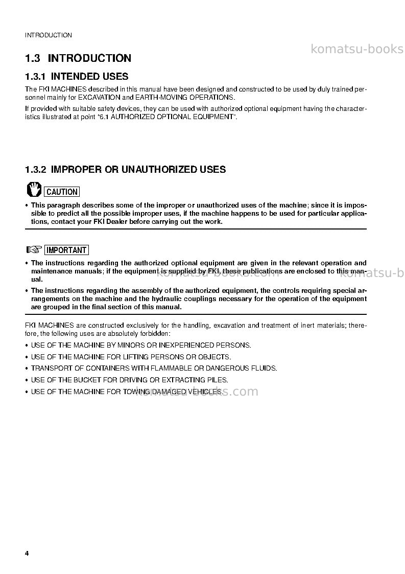 Komatsu sk04j-2ita Operation manual cover Page 6 Komatsu sk04j-2ita Operation manual cover Page 6
