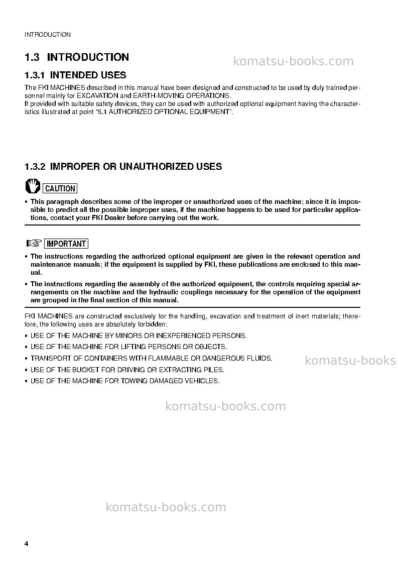 Komatsu sk07j-2ita Operation manual cover Page 6 Komatsu sk07j-2ita Operation manual cover Page 6
