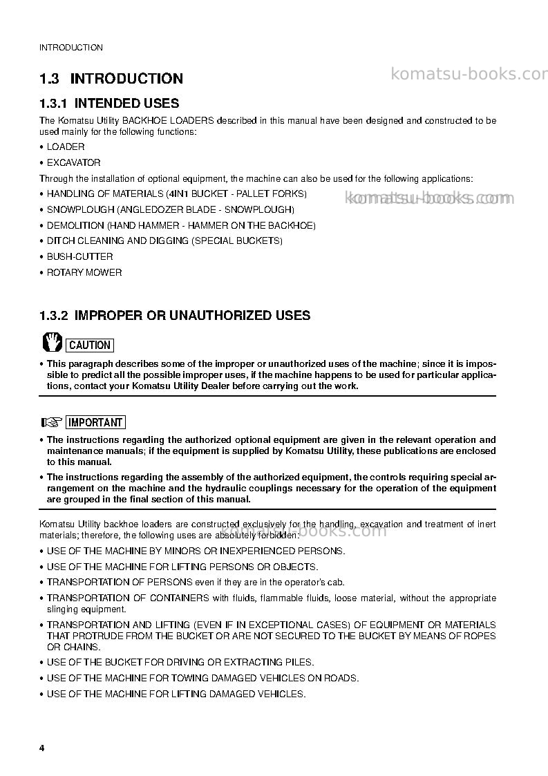 Komatsu wb93r-2ita Operation manual cover Page 6