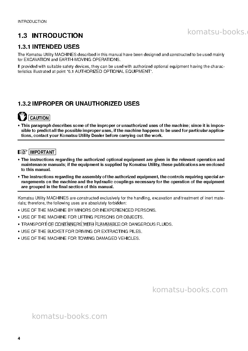 Komatsu pc12r-8ita Operation manual cover Page 6 Komatsu pc12r-8ita Operation manual cover Page 6