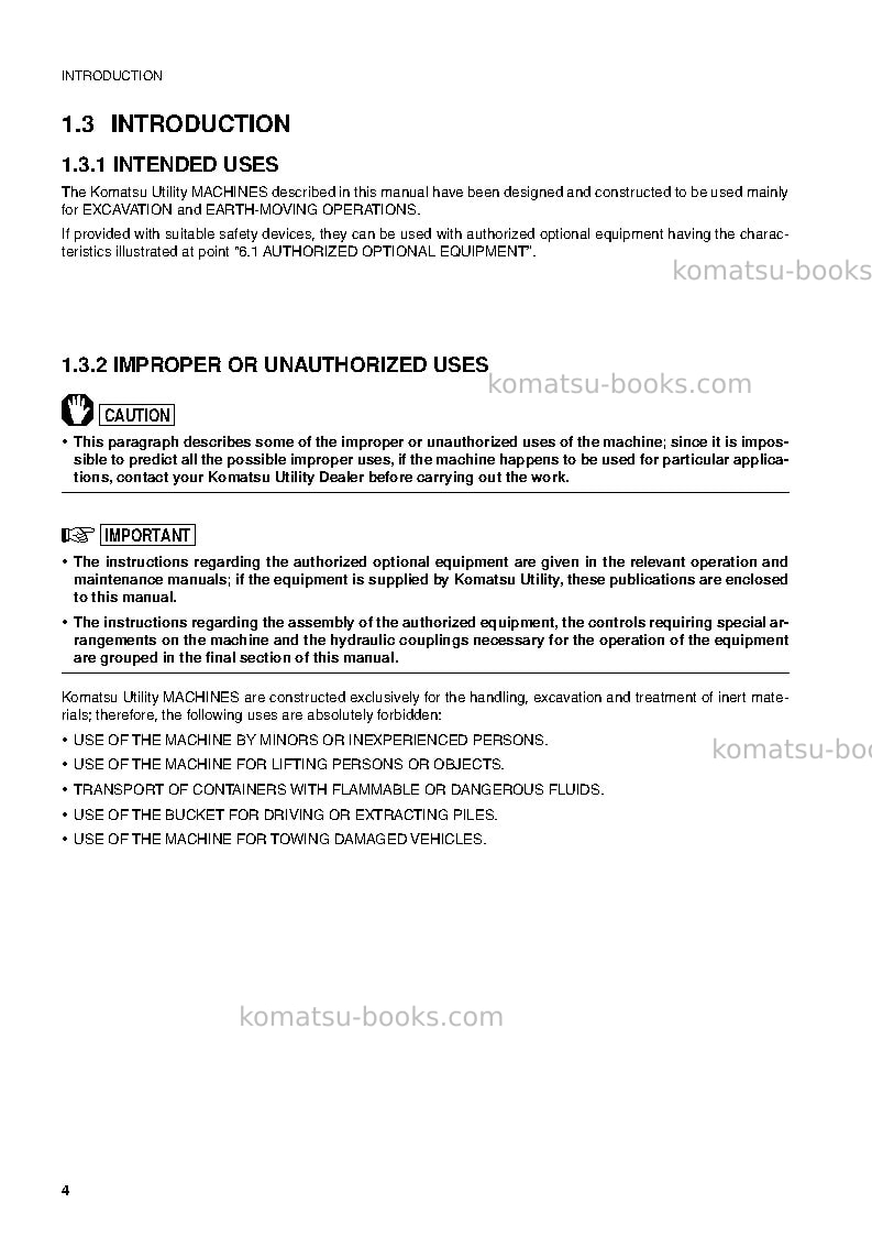 Komatsu pc12r-8ita Operation manual cover Page 6 Komatsu pc12r-8ita Operation manual cover Page 6
