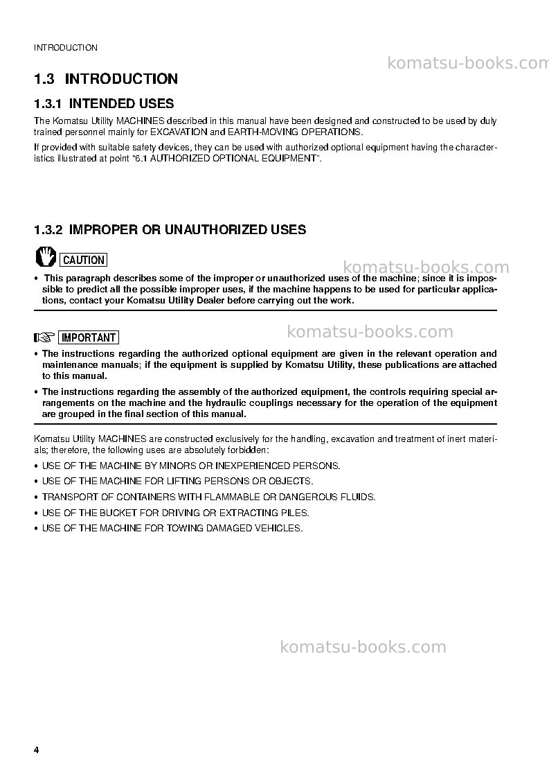 Komatsu sk714-5ita-/ Operation manual cover Page 6