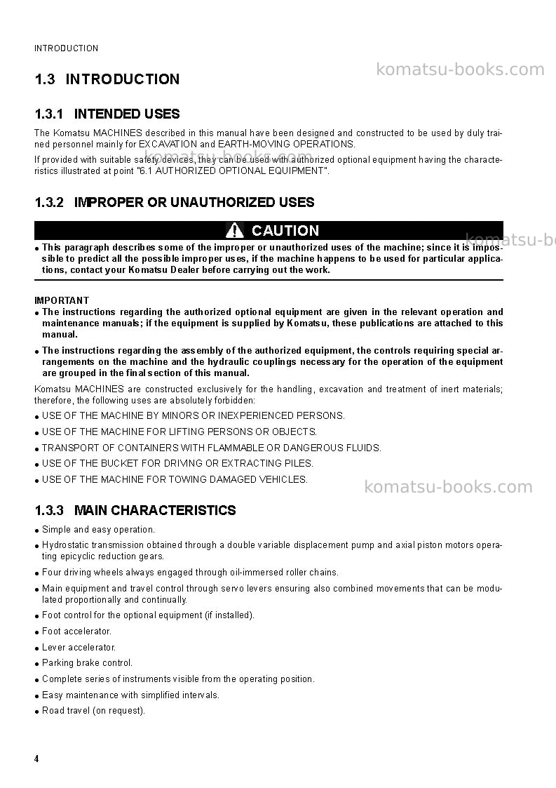 Komatsu sk714-5ita-/ Operation manual cover Page 6