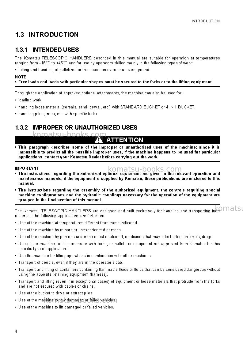 Komatsu wh716-1ita Operation manual cover Page 6 Komatsu wh716-1ita Operation manual cover Page 6
