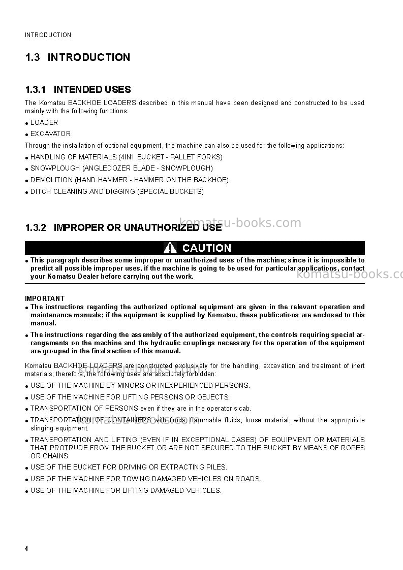 Komatsu wb93r-5ita Operation manual cover Page 6