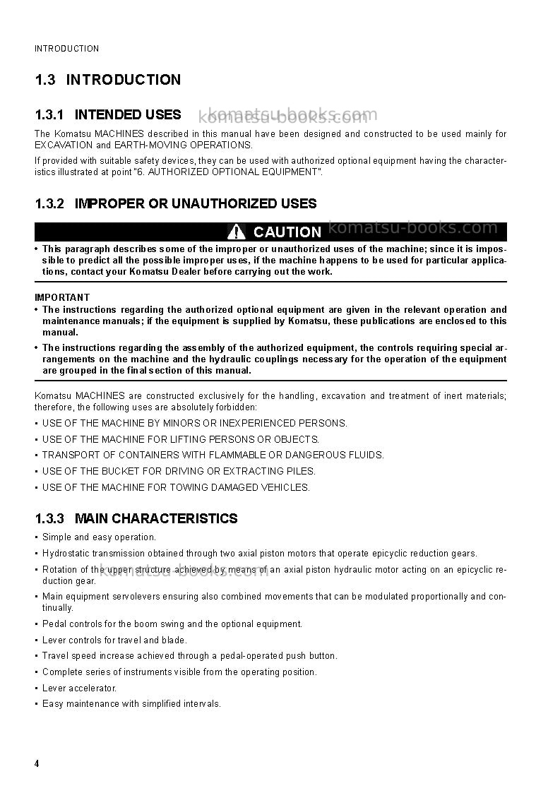 Komatsu pc30mr-2ita Operation manual cover Page 6 Komatsu pc30mr-2ita Operation manual cover Page 6