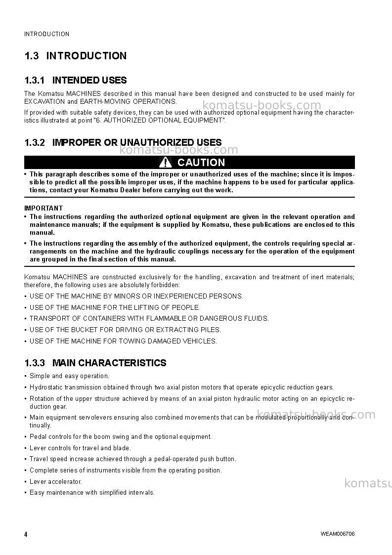 Komatsu pc50mr-2ita Operation manual cover Page 6 Komatsu pc50mr-2ita Operation manual cover Page 6