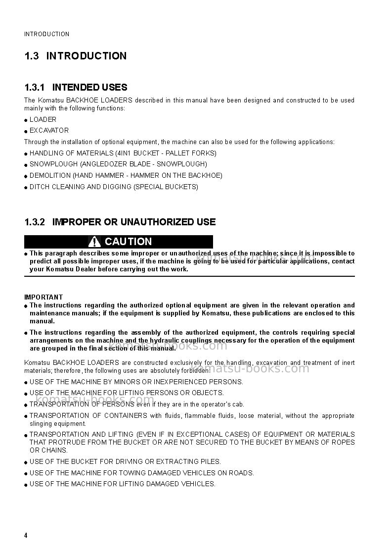 Komatsu wb97r-5ita Operation manual cover Page 6