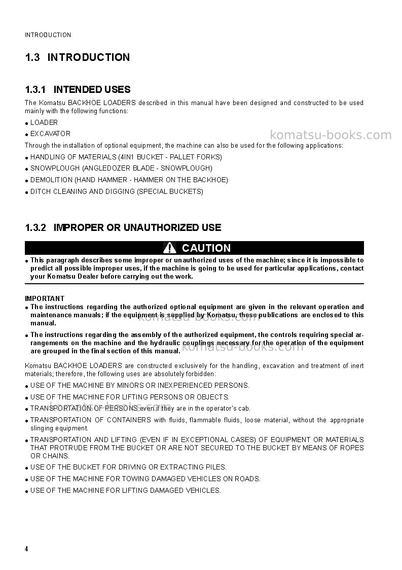 Komatsu wb93s-5ita Operation manual cover Page 6 Komatsu wb93s-5ita Operation manual cover Page 6