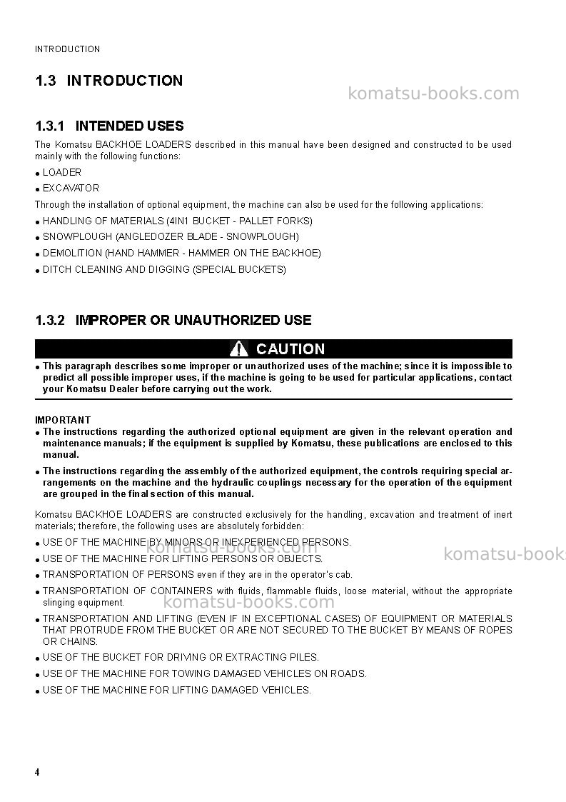 Komatsu wb93s-5ita Operation manual cover Page 6 Komatsu wb93s-5ita Operation manual cover Page 6
