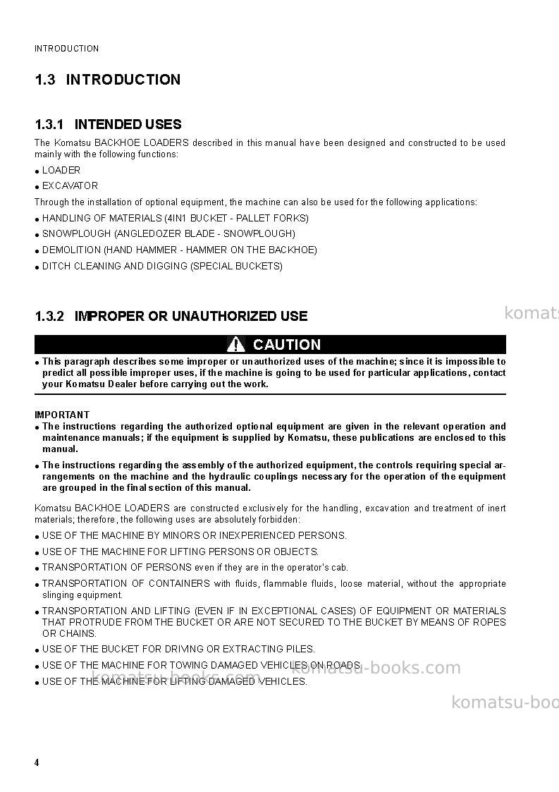 Komatsu wb93s-5ita Operation manual cover Page 6 Komatsu wb93s-5ita Operation manual cover Page 6