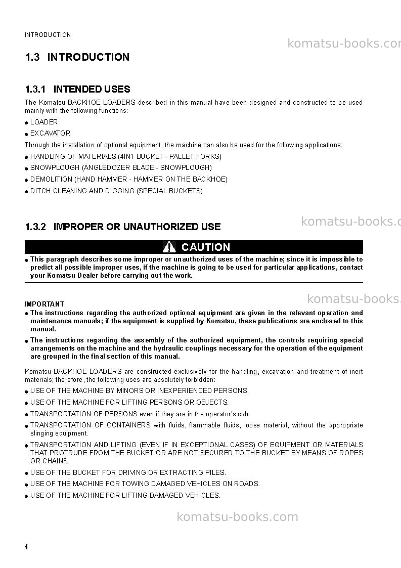 Komatsu wb97s-5ita Operation manual cover Page 6 Komatsu wb97s-5ita Operation manual cover Page 6