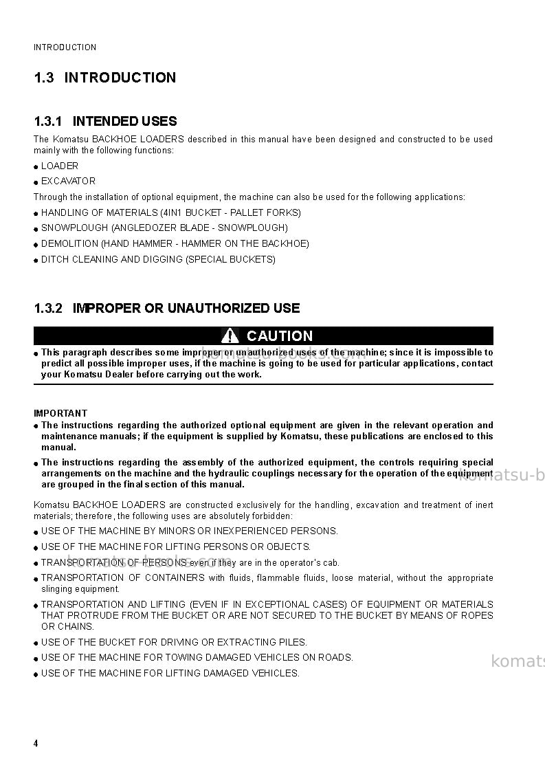 Komatsu wb97s-5ita Operation manual cover Page 6
