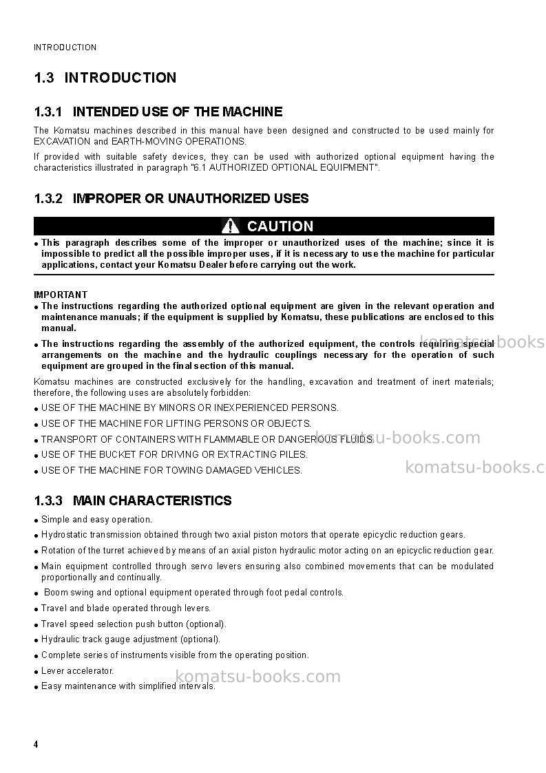 Komatsu pc14r-2ita Operation manual cover Page 6 Komatsu pc14r-2ita Operation manual cover Page 6
