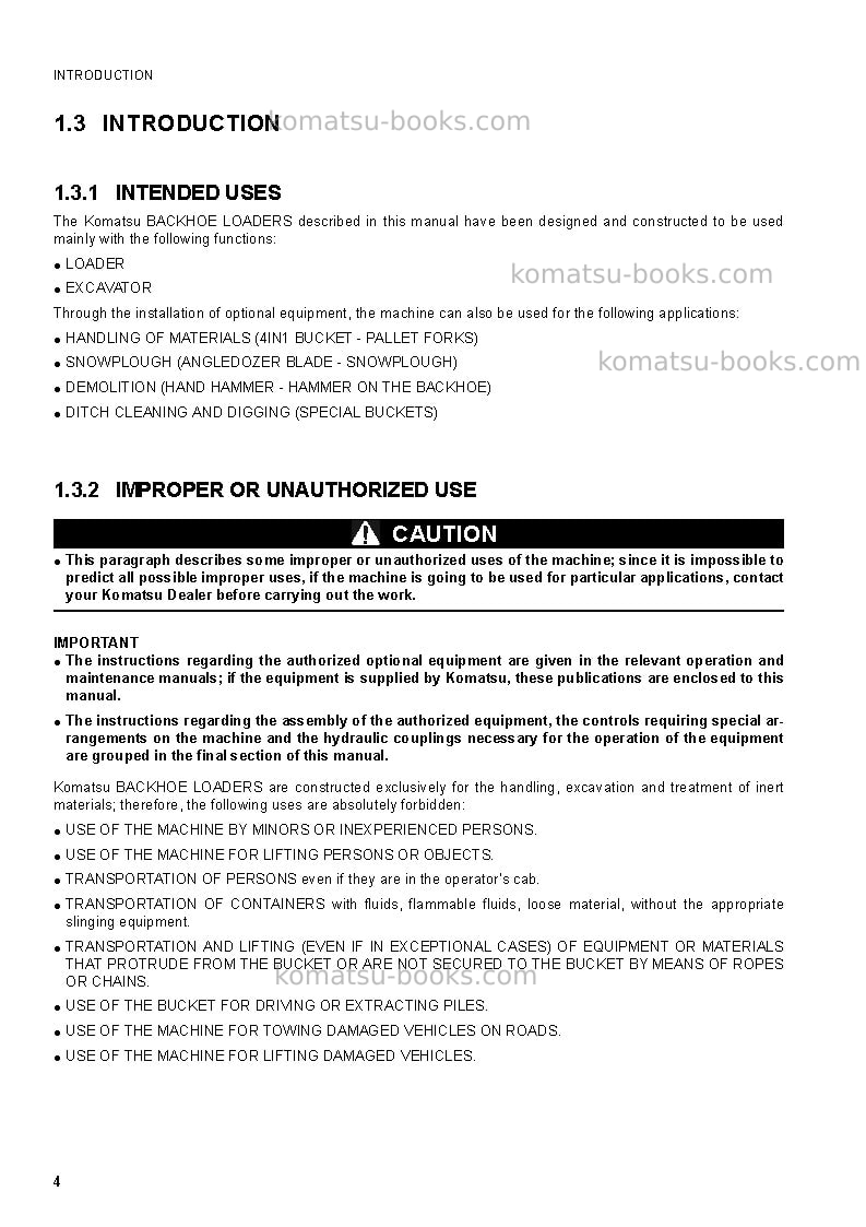 Komatsu wb91r-5ita Operation manual cover Page 6 Komatsu wb91r-5ita Operation manual cover Page 6