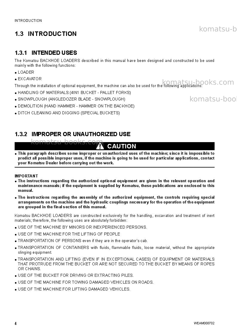 Komatsu wb93r-5ita-tier 3 Operation manual cover Page 6