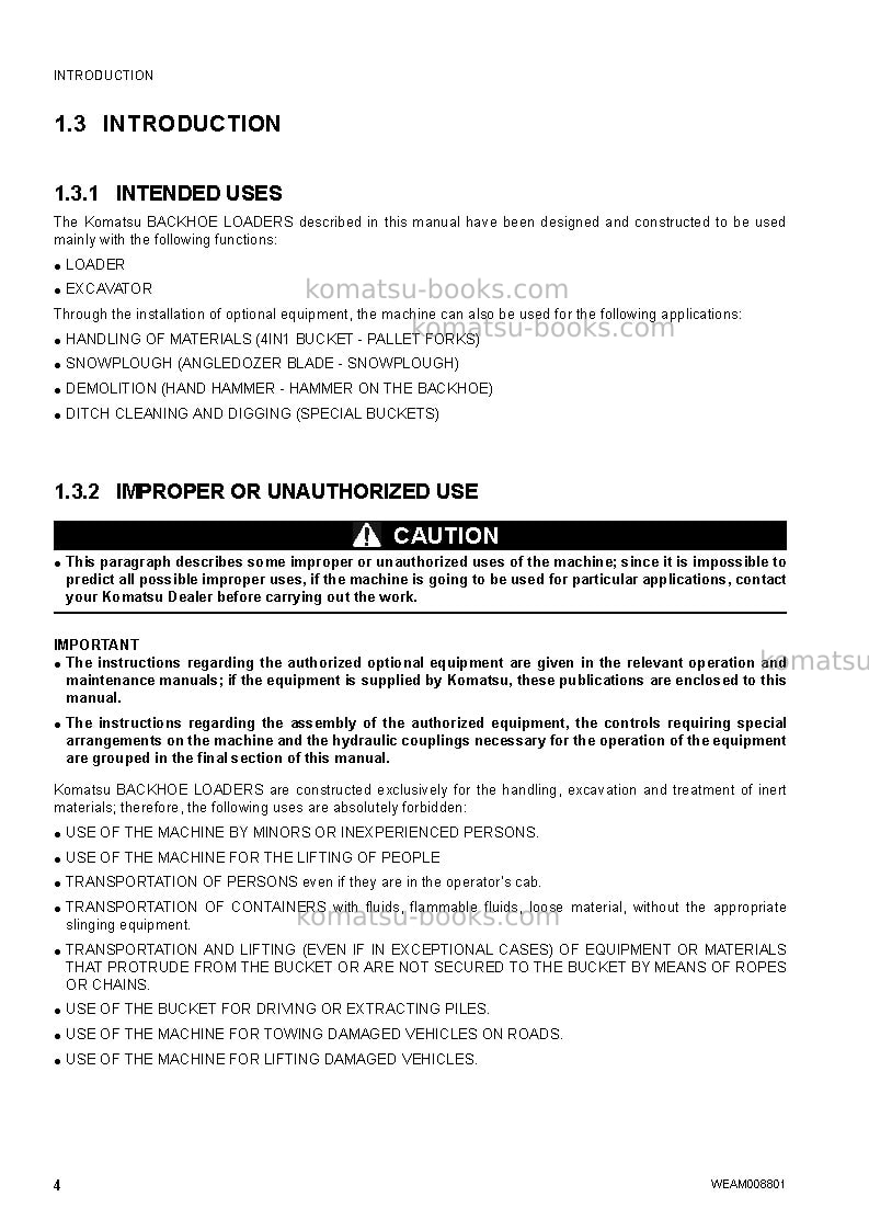 Komatsu wb97r-5ita-tier 3 Operation manual cover Page 6