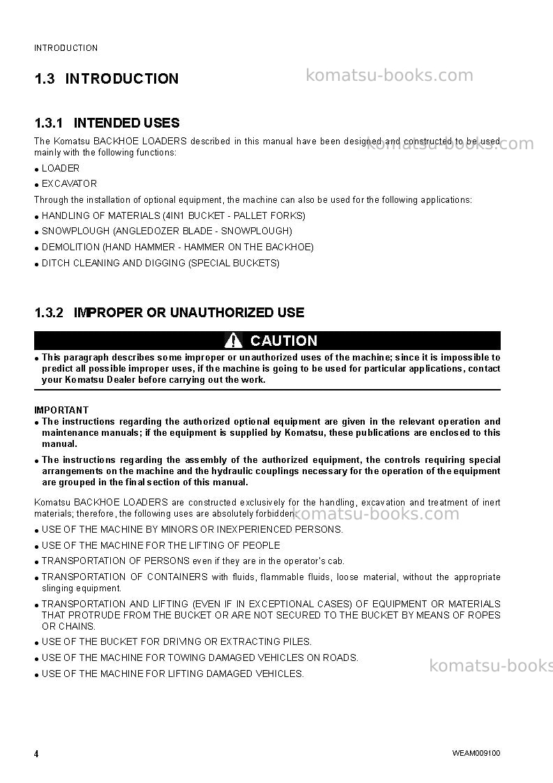 Komatsu wb91r-5ita-tier 3 Operation manual cover Page 6 Komatsu wb91r-5ita-tier 3 Operation manual cover Page 6