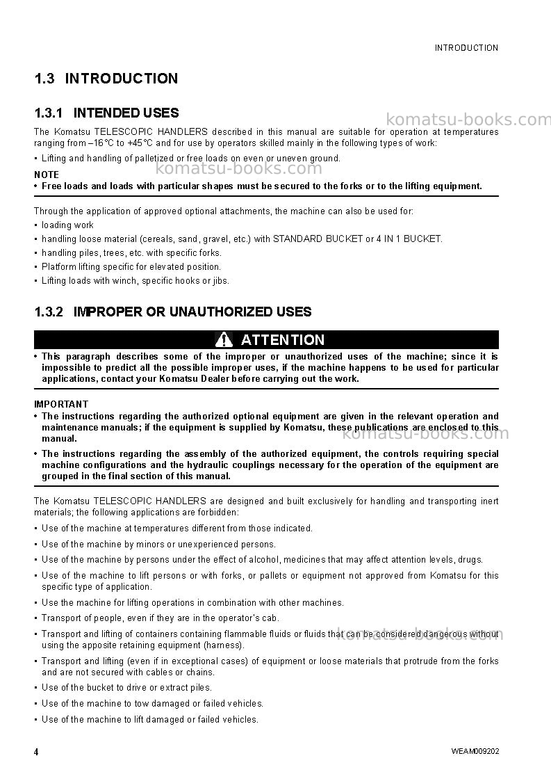 Komatsu wh714h-1ita-tier 3 Operation manual cover Page 6