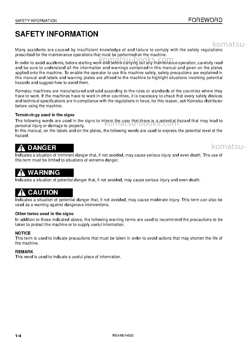 Komatsu pc22mr-3ita Operation manual cover Page 6