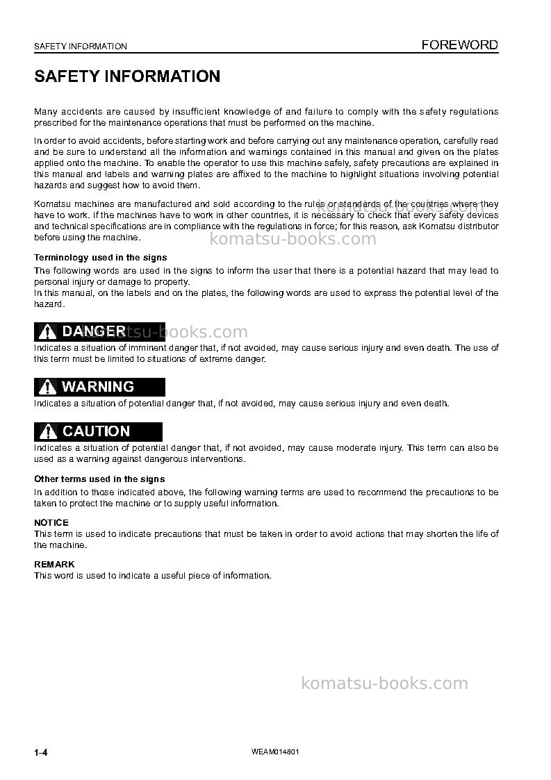 Komatsu pc118mr-8ita Operation manual cover Page 6