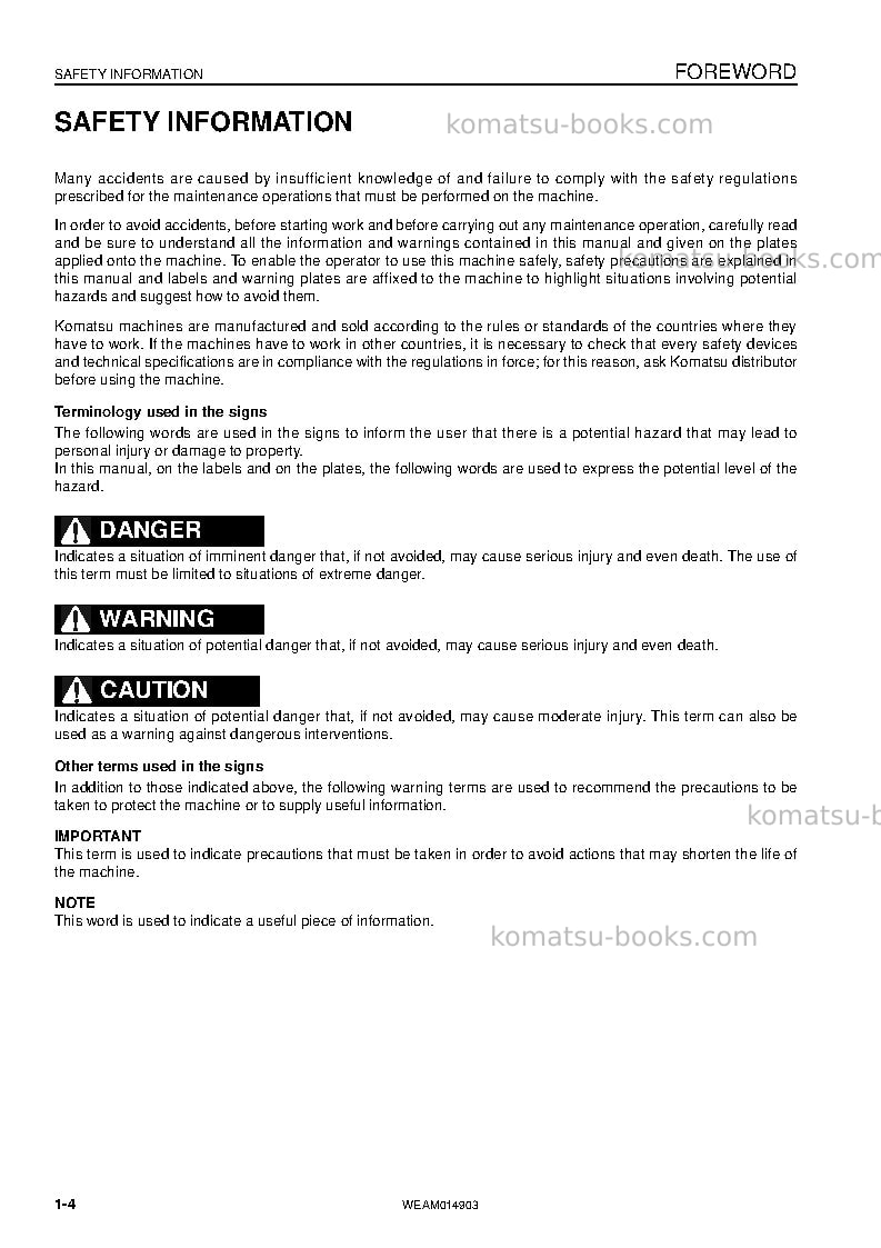 Komatsu pw118mr-8ita Operation manual cover Page 6