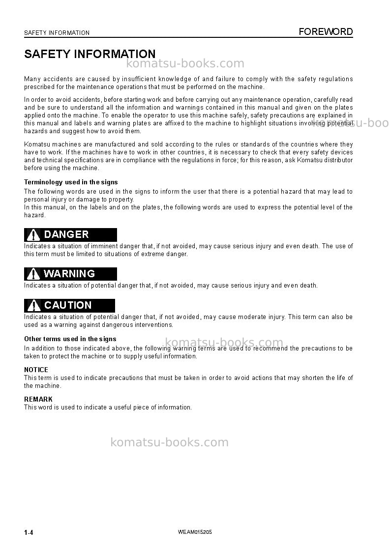 Komatsu pc35mr-3ita Operation manual cover Page 6