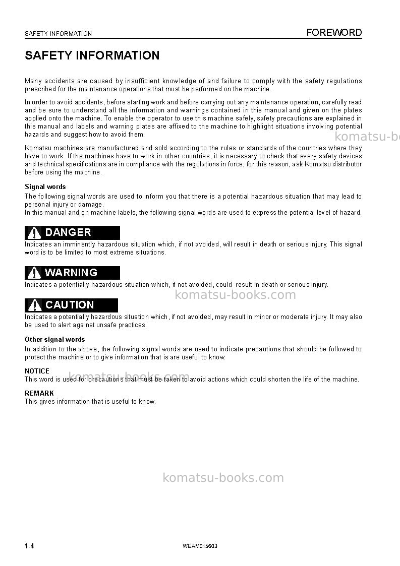 Komatsu sk820-5ita-e0 Operation manual cover Page 6 Komatsu sk820-5ita-e0 Operation manual cover Page 6