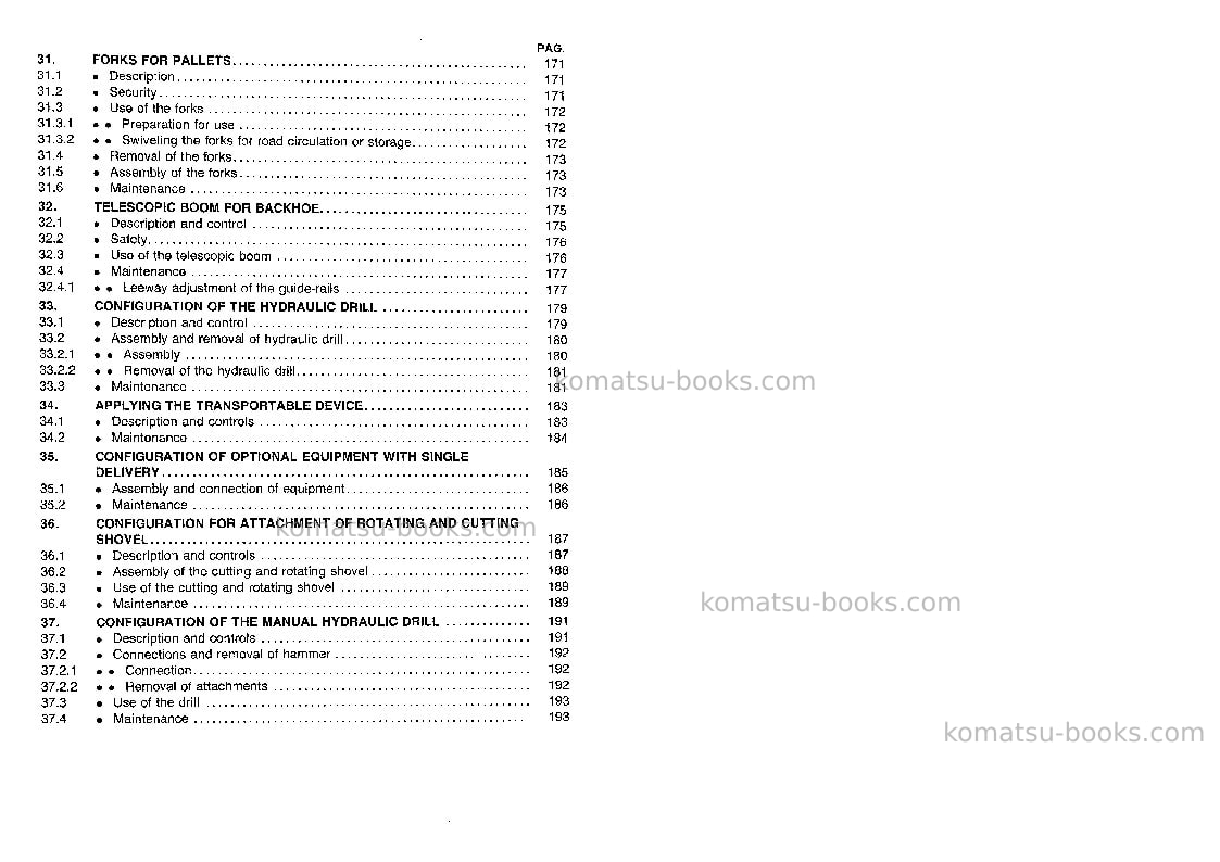 Komatsu wb97r-1ita Operation manual cover Page 6 Komatsu wb97r-1ita Operation manual cover Page 6