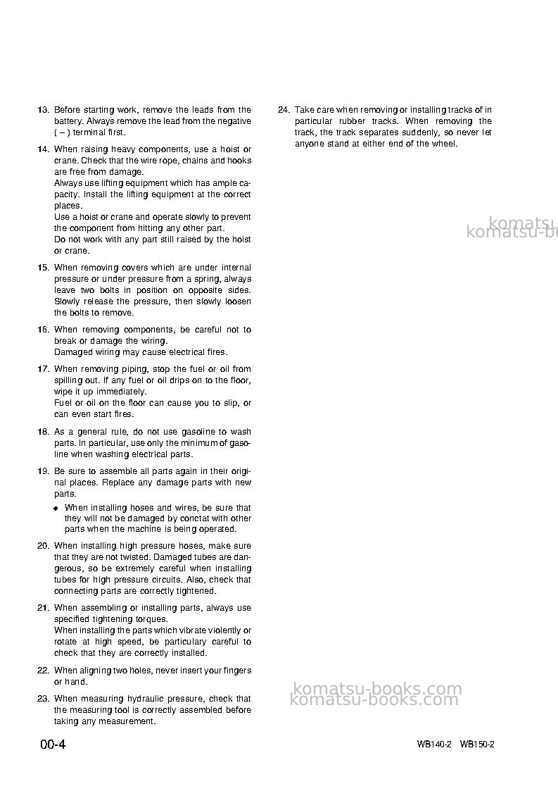 Komatsu wb140-2ita Repair & maintenance cover Page 6
