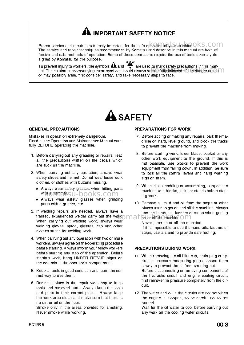 Komatsu pc15r-8ita Repair & maintenance cover Page 6