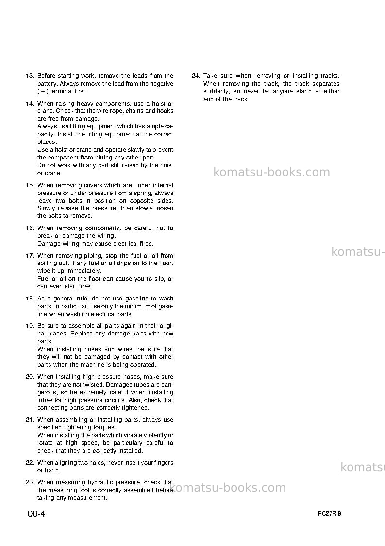 Komatsu pc27r-8jpn Repair & maintenance cover Page 6 Komatsu pc27r-8jpn Repair & maintenance cover Page 6