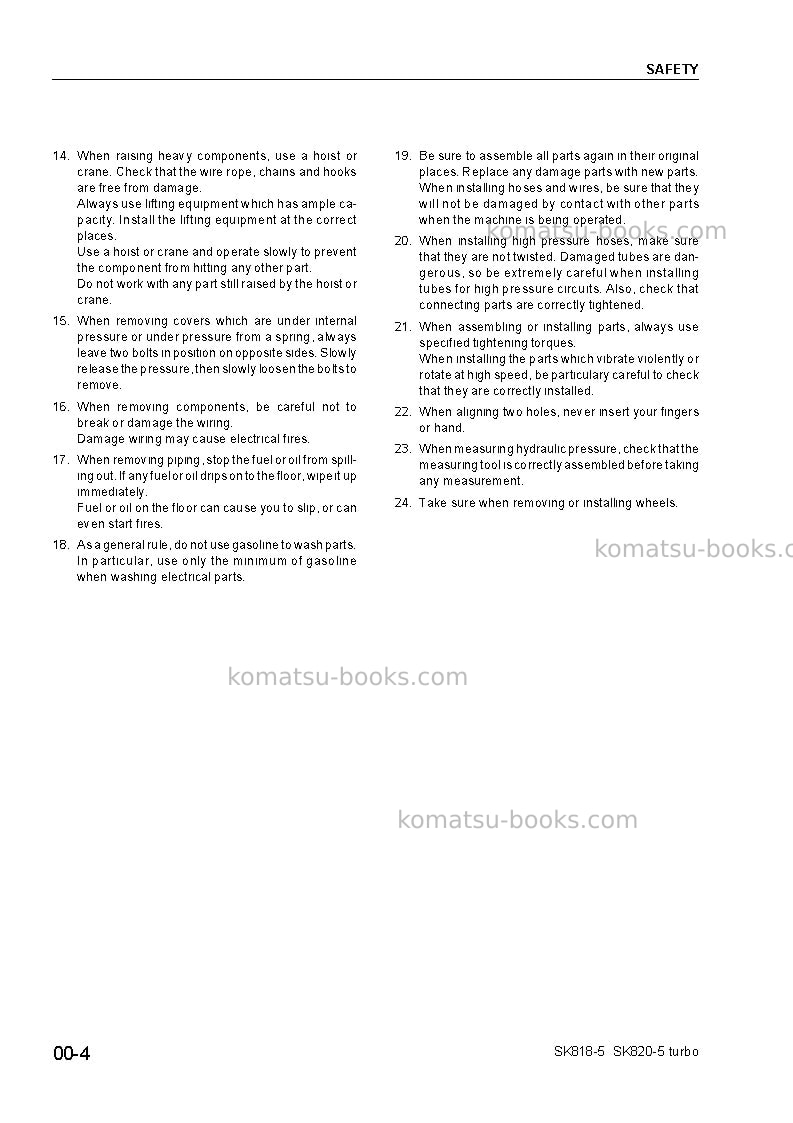 Komatsu sk820-5ita Repair & maintenance cover Page 6