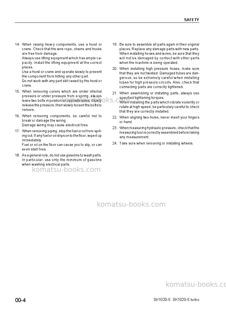 Komatsu sk1020-5ita Repair & maintenance cover Page 6