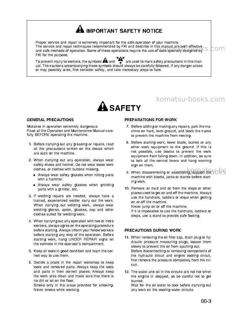 Komatsu pc95-1ita Repair & maintenance cover Page 6