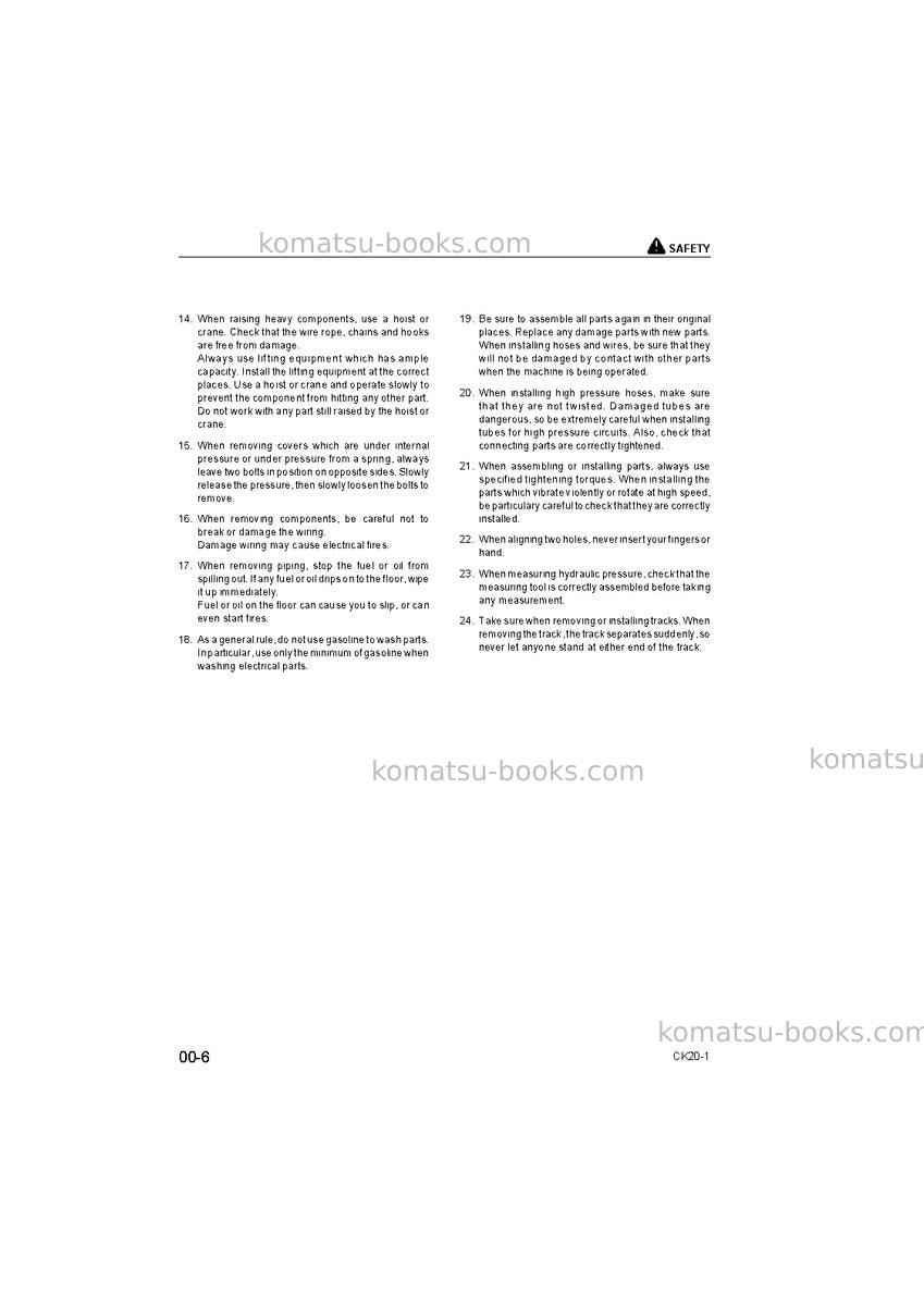 Komatsu ck20-1ita Repair & maintenance cover Page 6