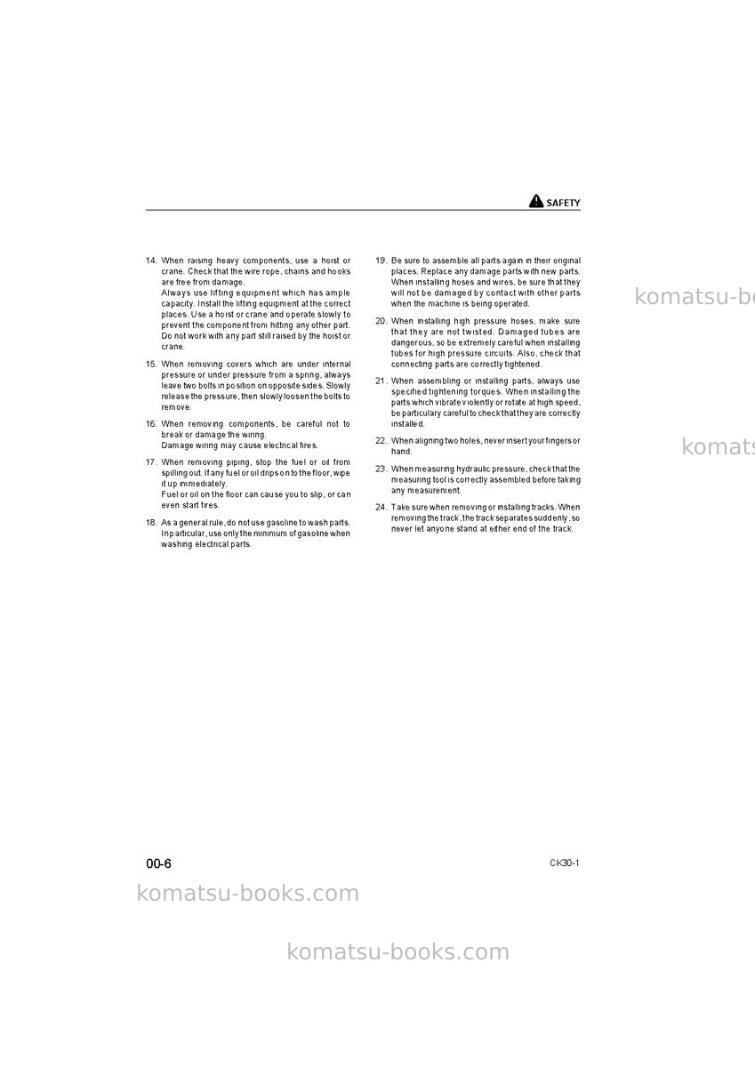 Komatsu ck30-1ita Repair & maintenance cover Page 6